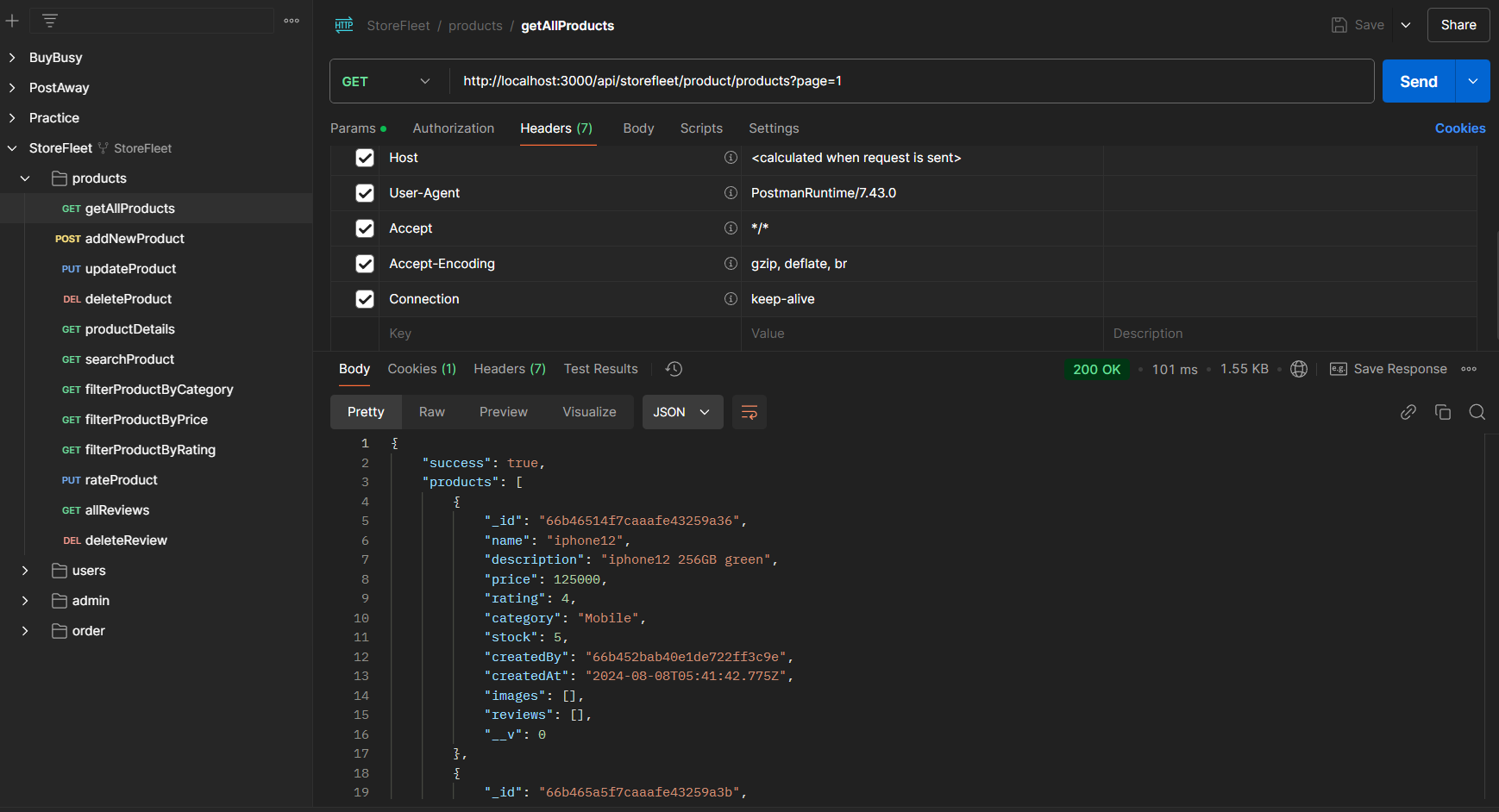 Screenshot of the StoreFleet App.